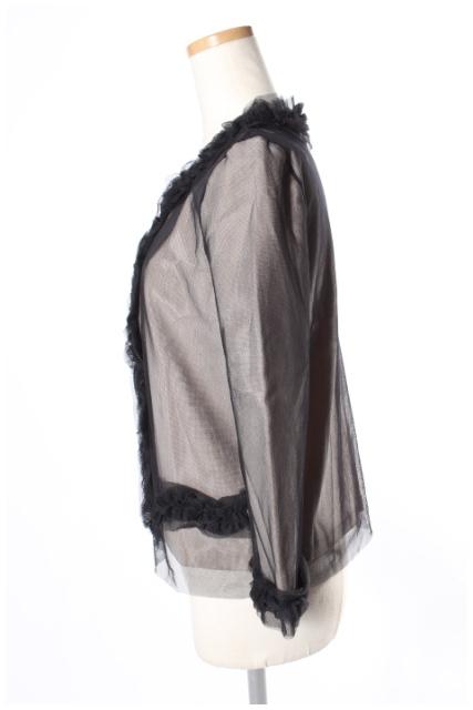 中古】フォクシー FOXEY ジャケット ルーセント 七分袖 チュール 黒  
