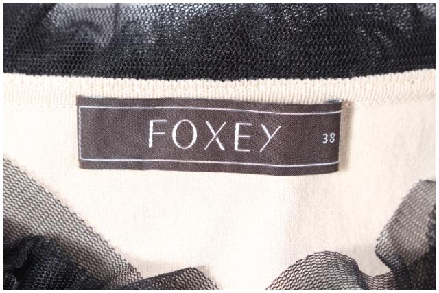 中古】フォクシー FOXEY ジャケット ルーセント 七分袖 チュール 黒  
