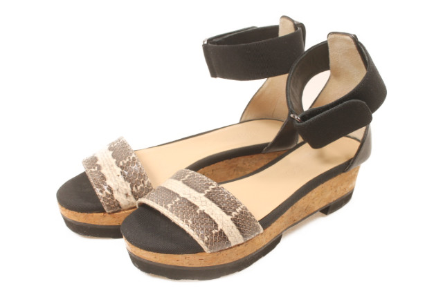 中古】ジミーチュウ JIMMY CHOO サンダル アンクルストラップ パイソン 