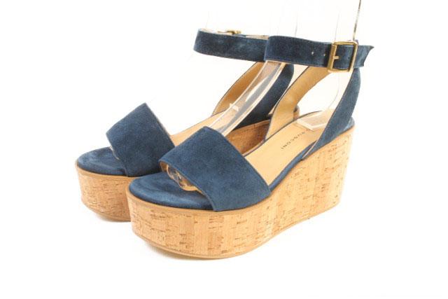 【中古】ファビオルスコーニ FABIO RUSCONI 16SS サンダル ウェッジ スエード コルク 35 青 ブルー ahm0528 レディースの通販は 5,472円