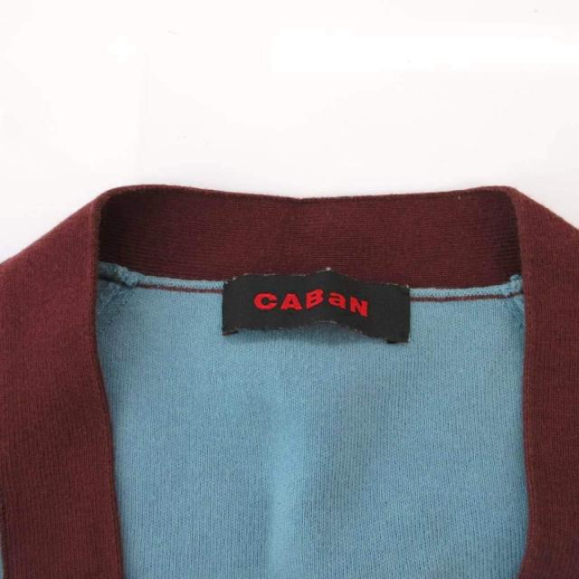 【中古】キャバン CABaN カーディガン カシミヤ混 L 水色 ライトブルー Vネック 配色デザイン /HW ■ECG003 メンズ