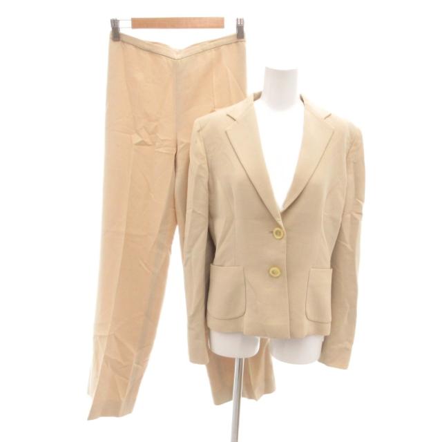 【中古】マックスマーラ MAX MARA セットアップ スーツ テーラードジャケット パンツ 38 ベージュ シングル 総裏地