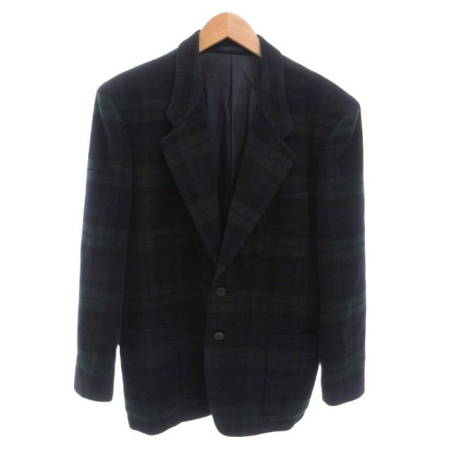 【中古】ディオール Dior テーラードジャケット ブレザー ブラックウォッチ チェック M 緑 グリーン 紺 ネイビー