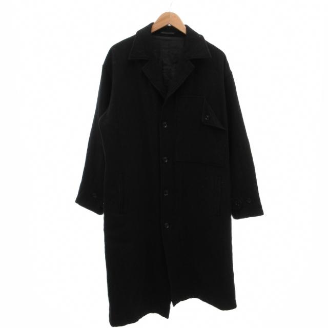 【中古】ワイズ Y's コート ウール 2 黒 ブラック 長袖 無地 ノッチドラペル /SC ■ECF004 メンズ