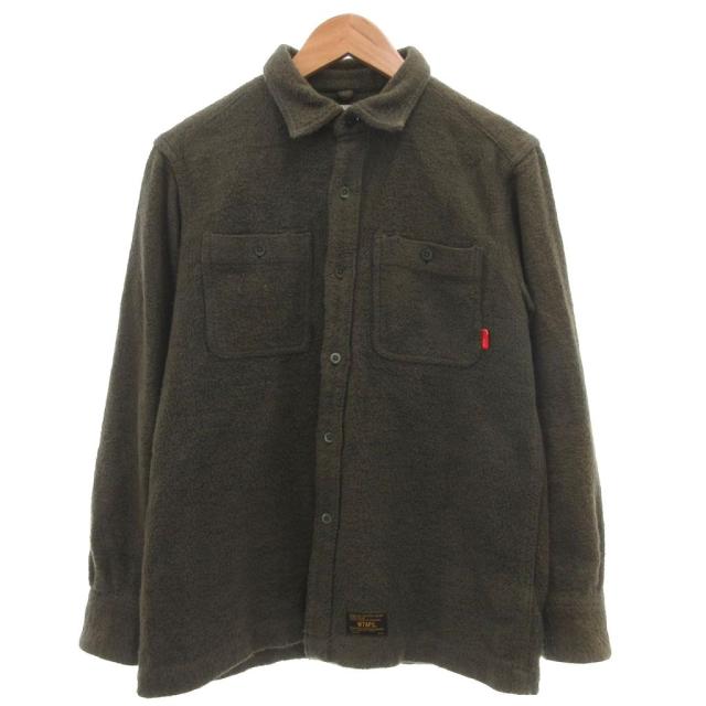 【中古】ダブルタップス WTAPS シャツ M ディープグリーン 深緑色 長袖 レギュラーカラー 胸ポケット /SC ■ECF004