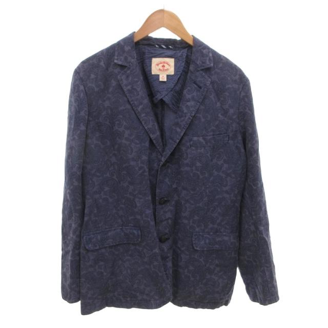【中古】BROOKS BROTHERS Red Fleece 美品 テーラードジャケット ペイズリー柄 3B リネン  M 青 ブルー  /MX メンズ