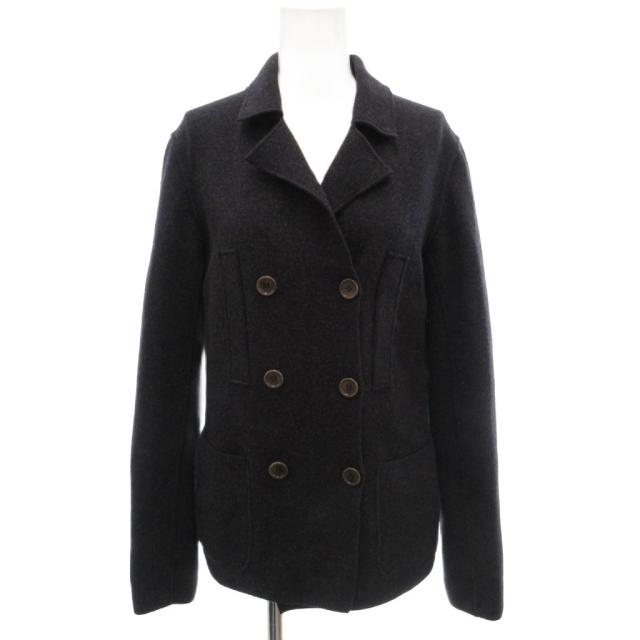 【中古】ニールバレット Neil Barrett 美品 編み物 上衣 S ダブル ノッチドラペル イタリア製 毛糸 薄墨色