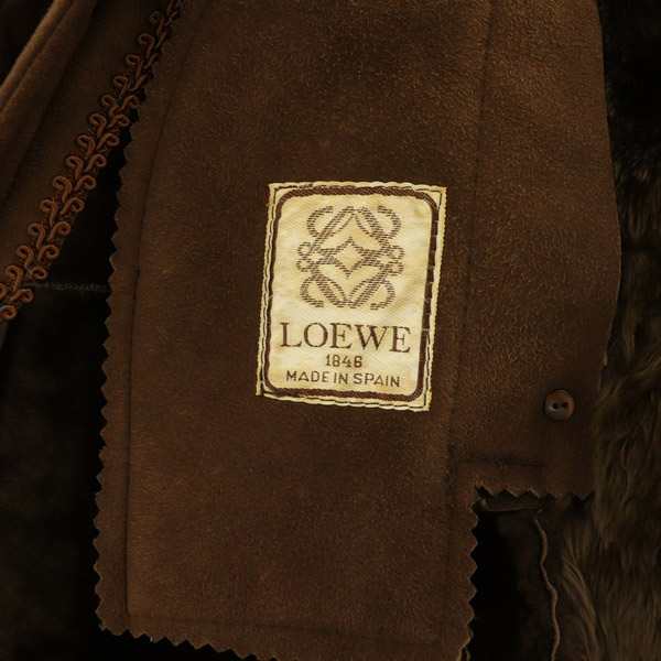 中古】ロエベ LOEWE ムートンコート ロング ダブル ベルト付 スペイン