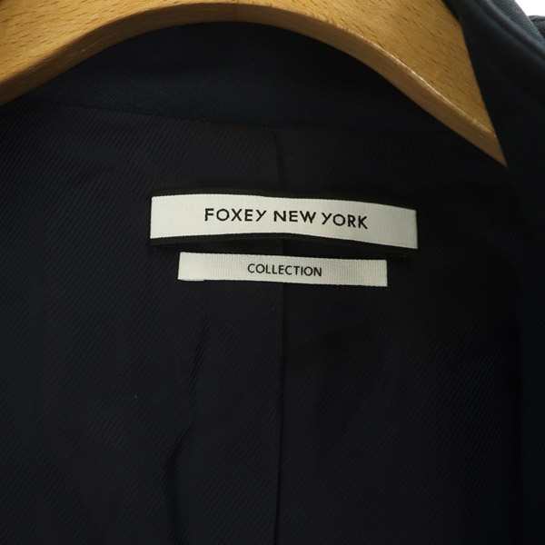 【中古】フォクシーニューヨーク FOXEY NEW YORK 2020年製 Coat Minimal Elegance ロングコート フード付 紺  ネイビー｜au PAY マーケット