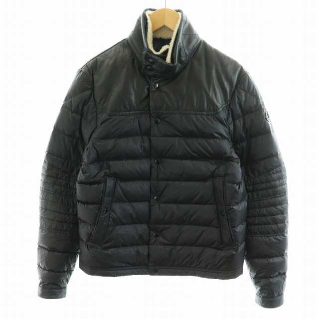 【中古】MONCLER 19AW VASSEROT GIUBBOTTO ダウンジャケット ナイロン レザー 切替 2 M L 黒 E10914039425 53279