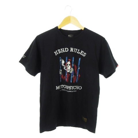【中古】ネイバーフッド NEIGHBORHOOD Tシャツ ラウンドネック 丸首 半袖 プリント スカル 死神 ロゴ 1 S 黒の通販は 7,800円