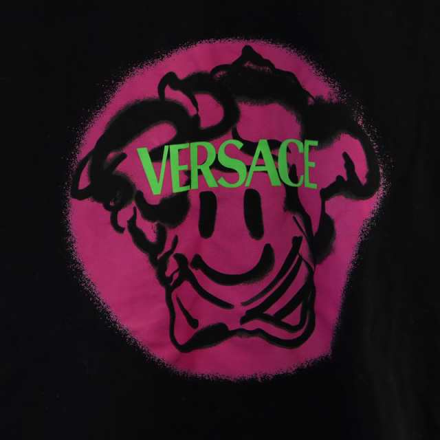 【中古】ヴェルサーチ ヴェルサーチェ VERSACE Tシャツ カットソー 半袖 ロゴ メデューサ スマイル プリントの通販は
