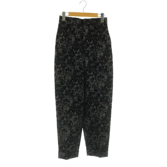 【中古】未使用品 トーガ TOGA ウールパンツ タック テーパード 花柄 フロッキー ハイウエスト 34 ブラック グレー