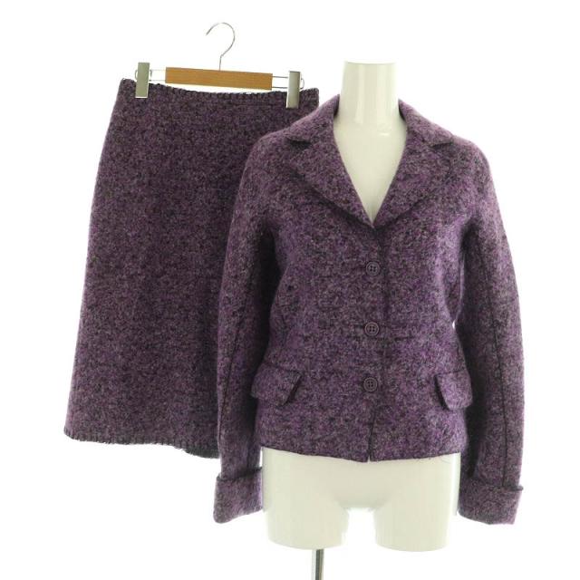 【中古】エルマンノ シェルヴィーノ スーツ セットアップ上下 ジャケット 3B ロングスカート タイト 40 42 パープル