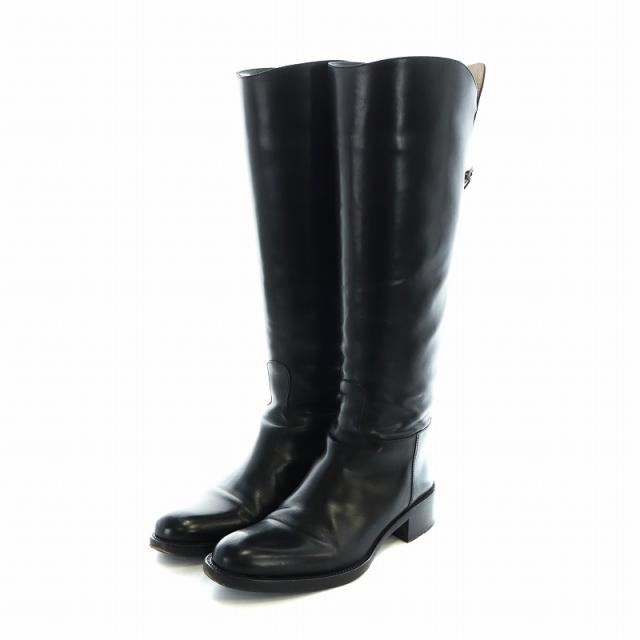 【中古】サルトル SARTORE EBANO ロングブーツ レザー ベルト ラウンドトゥ ロゴ 35.5 22.5cm 黒 ブラック