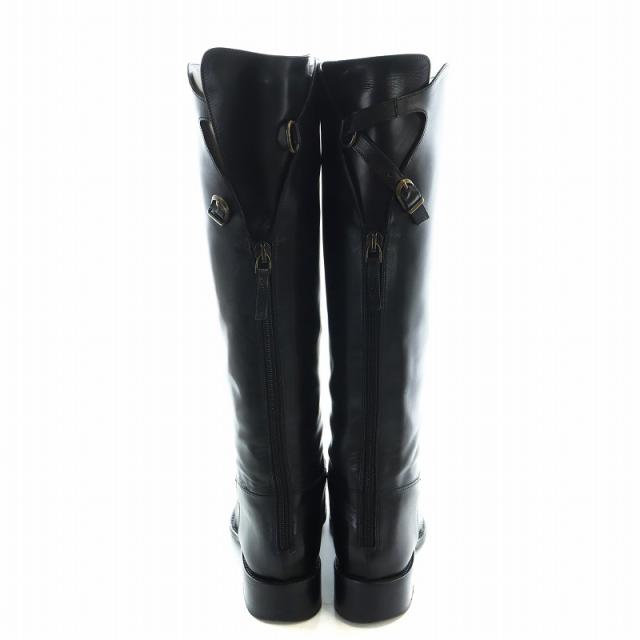 【中古】サルトル SARTORE EBANO ロングブーツ レザー ベルト ラウンドトゥ ロゴ 35.5 22.5cm 黒 ブラック