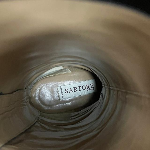 【中古】サルトル SARTORE EBANO ロングブーツ レザー ベルト ラウンドトゥ ロゴ 35.5 22.5cm 黒 ブラック