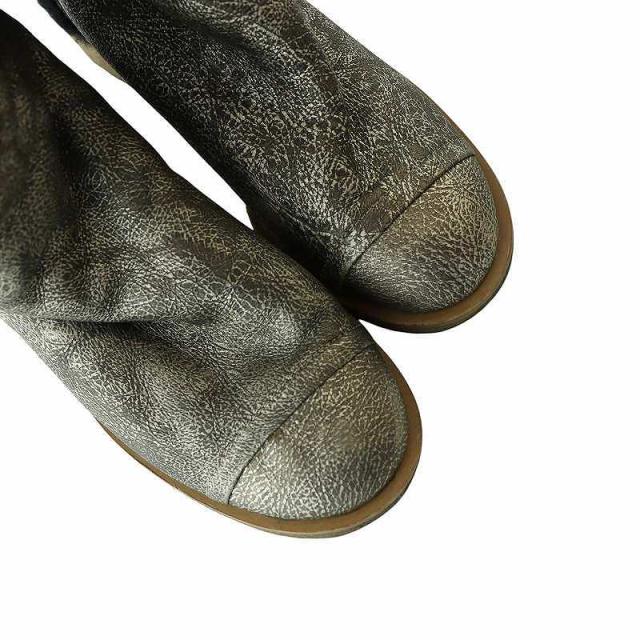 【中古】シャネル CHANEL ロングブーツ チャンキーヒール ラウンドトゥ ロゴ シルバー色 グレー G26470 中古】シャネル CHANEL ロングブーツ チャンキーヒール ラウンドトゥ