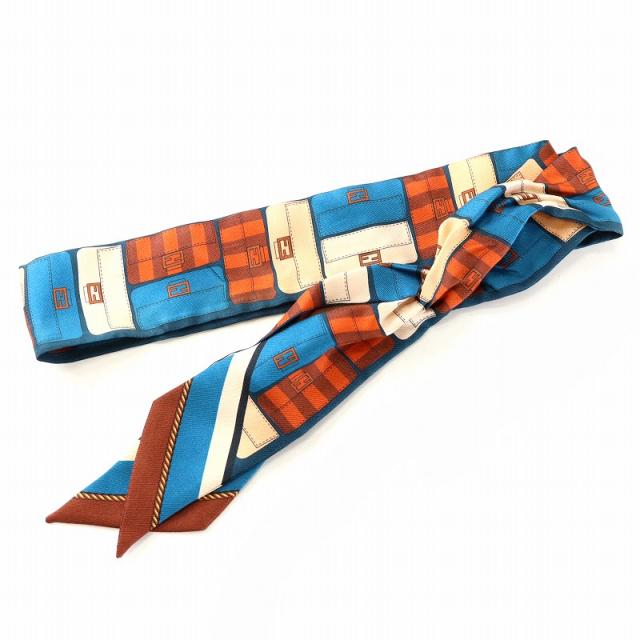 中古】フェンディ FENDI スカーフ バンダナ 絹 シルク ラッピー 総柄  
