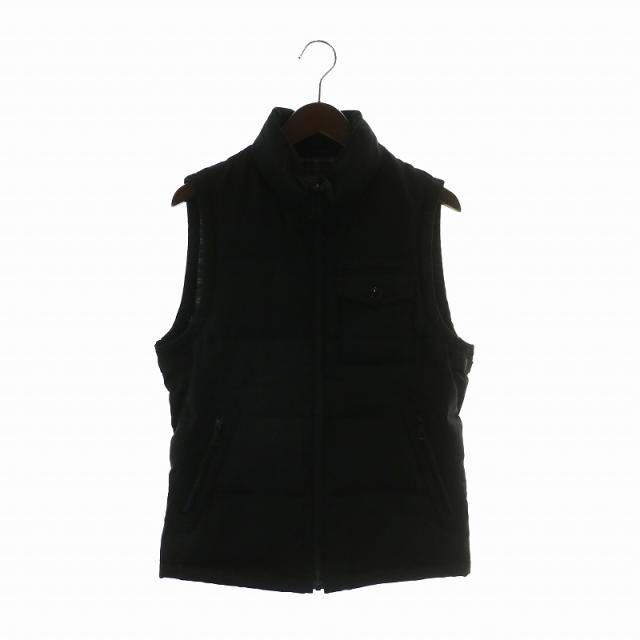 【中古】BURBERRY BLACK LABEL ダウンベスト アウター 中綿 ハイネック ジップアップ 裏地チェック柄 M 黒 ブラック