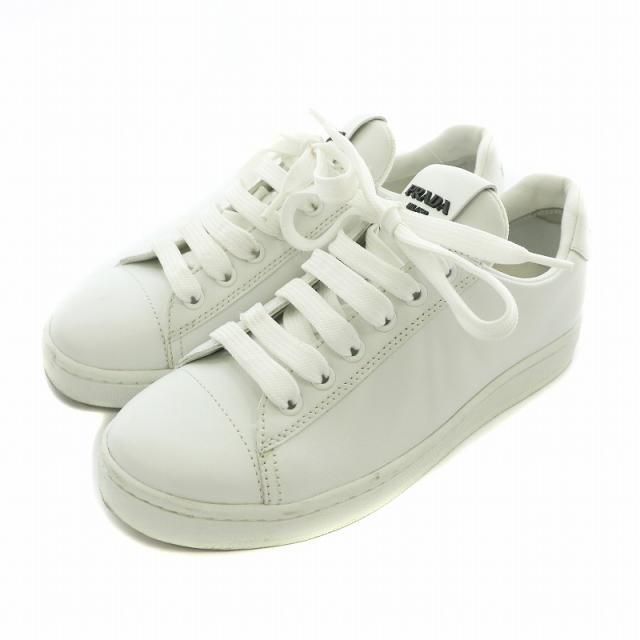 中古】プラダ PRADA スニーカー レザー ローカット ロゴ 36 23cm