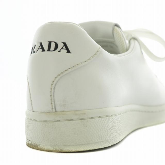 美品 PRADA　プラダ　スニーカー　ローカット　ロゴ　レザー　白　約23.5 セール】プラダ☆レザー 三角ロゴ スニーカー☆1E868M 3ON8