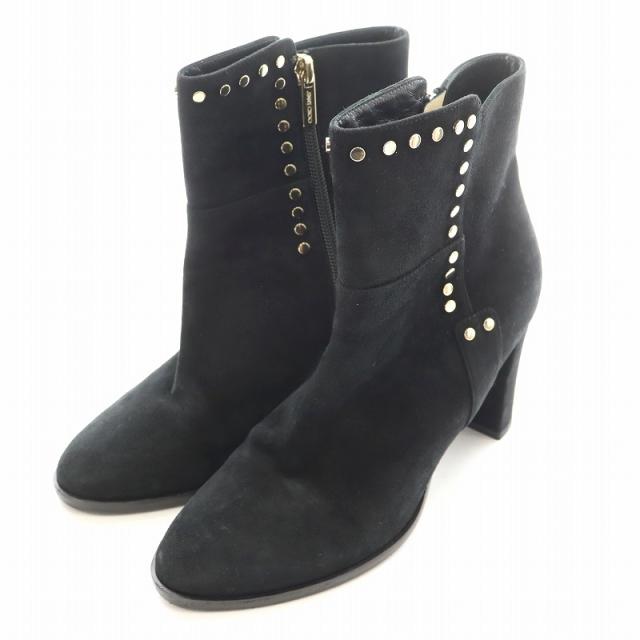 JIMMY CHOO ジミーチュウ ショートブーツ レザー ブラック 22cm
