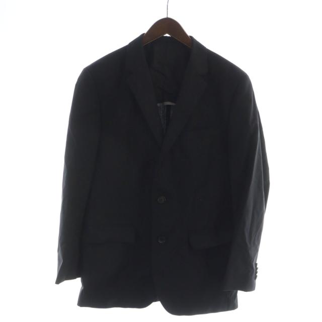 【中古】ヒューゴボス デルフィノ社製 スーパー150s テーラード ジャケット 背抜き シングル 48 黒 ブラック メンズ