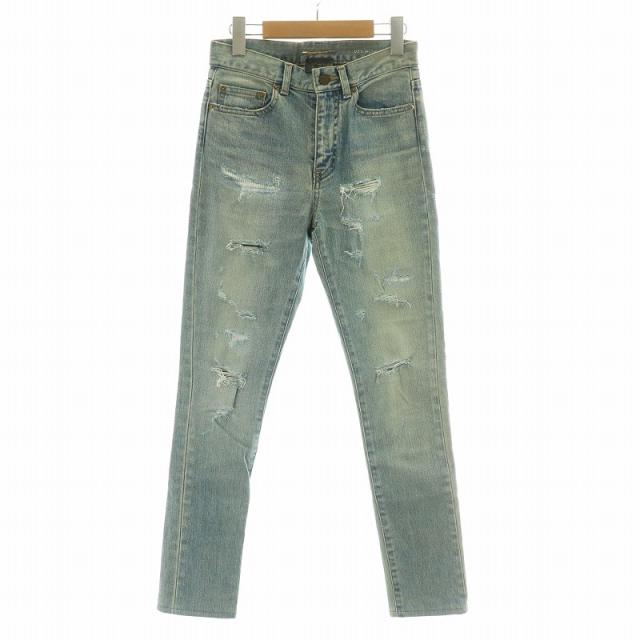 中古】サンローラン パリ デストロイデニムパンツ クラッシュ 中古】サンローラン パリ デストロイデニムパンツ クラッシュ