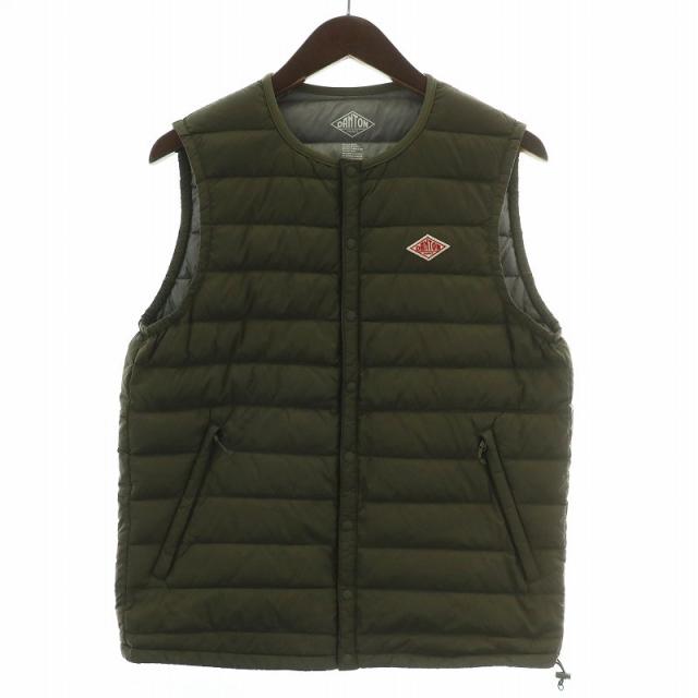 【中古】ダントン DANTON ダウンベスト インナージャケット ナイロン ロゴ 38 S カーキ 17A-KW-003 /XZ ■GY12 メンズ