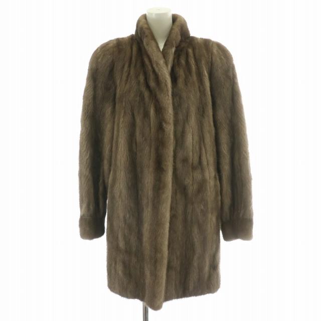 【中古】AMERICAN FUR AWARDS 5つ星 ファーコート 毛皮コート ミンク ハーフ F 茶