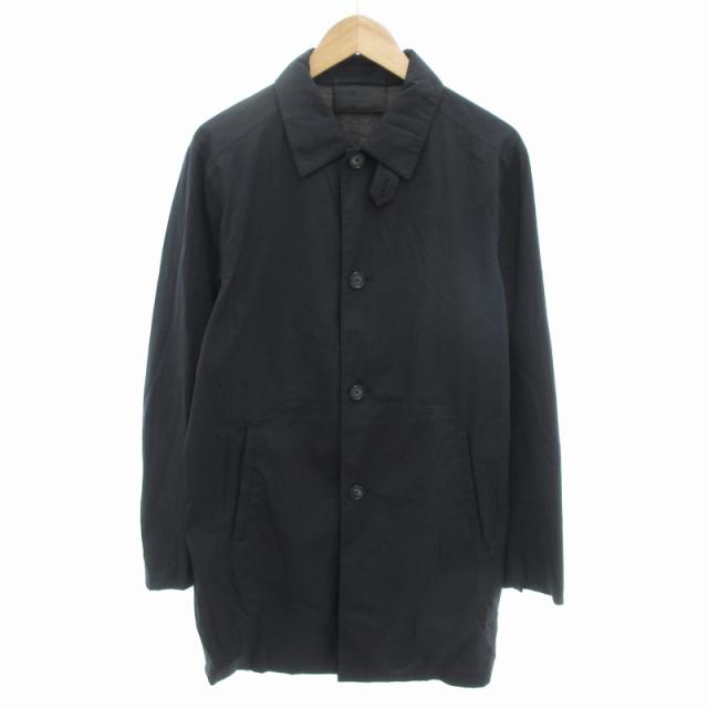 【中古】プラダ PRADA ステンカラーコート スプリング ミドル丈 48 黒 ブラック /HO ■GY19 メンズ
