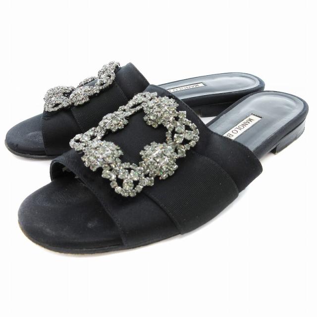 マノロブラニク MANOLO BLAHNIK サンダル シューズ ハンギシ 36 黒