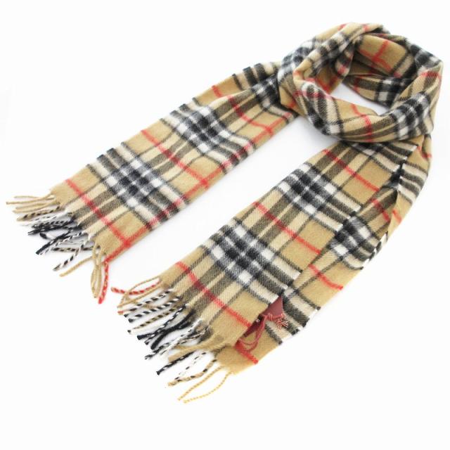 【中古】未使用品 ジョシュアエリス Joshua Ellis タグ付き マフラー フリンジ カシミヤ ベージュ /AE ■GY19 レディース