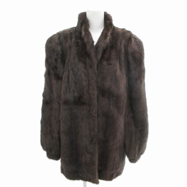 【中古】ノーブランド コート ミンクファー ミドル丈 15 茶 ブラウン /HO ■GY19 レディース