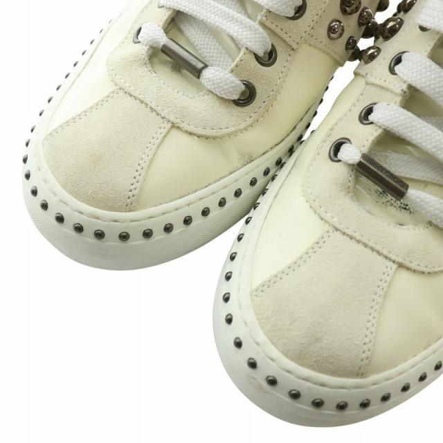【中古】ジミーチュウ JIMMY CHOO スニーカー エナメル スエード ハイカット スタッズ 41 26cm 白 ホワイト 中古】ジミーチュウ JIMMY CHOO スニーカー エナメル スエード
