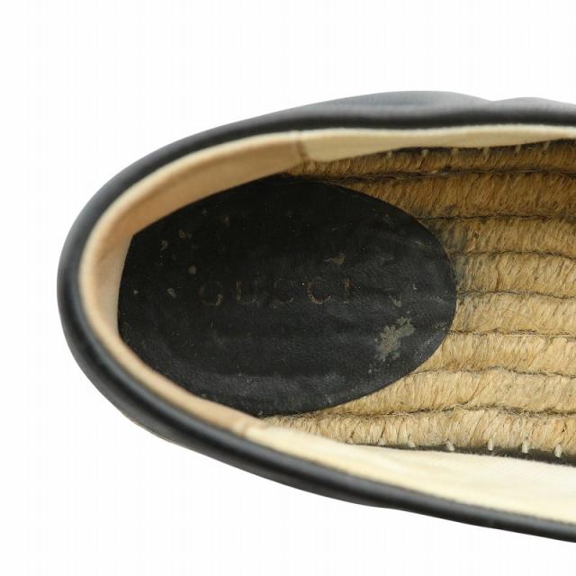 【中古】GUCCI サンダル スリッポン レザー エスパドリーユ キルティング シェブロン 35.5 22.5cm 黒 ベージュ 551890