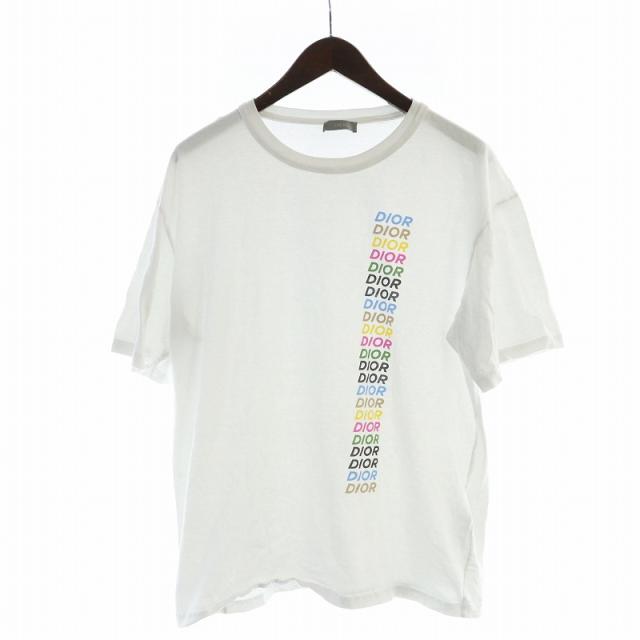 【中古】ディオールオム Dior HOMME 24SS マルチカラー ロゴ Tシャツ カットソー 半袖 コットン プリント L 白 メンズ