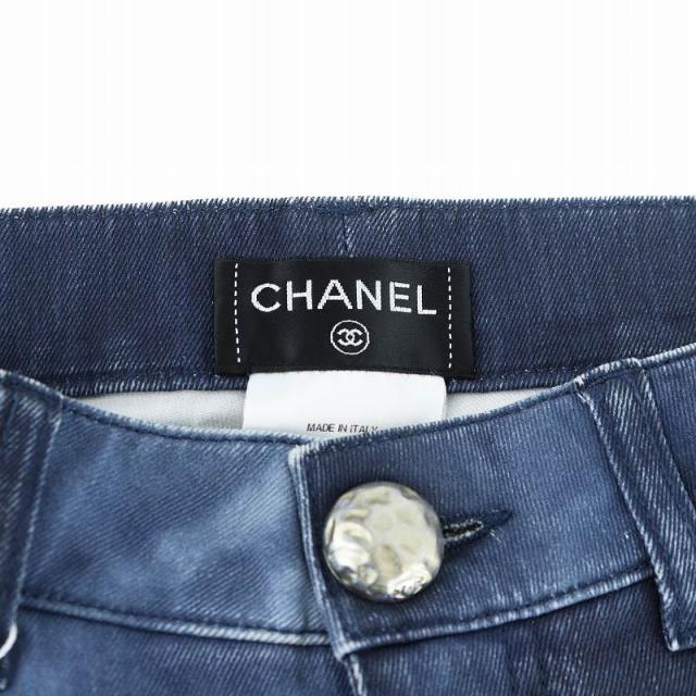 中古】シャネル CHANEL ストレート デニムパンツ スキニー ジップ