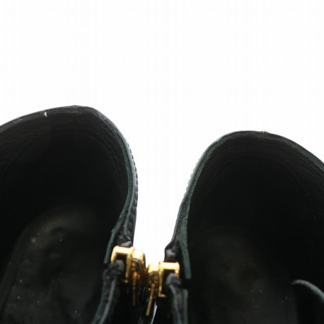 【中古】CHANEL ブーティ エナメル ラウンドトゥ レースアップ ココマーク ゴールド金具 36.5 23.5cm 黒 G30949