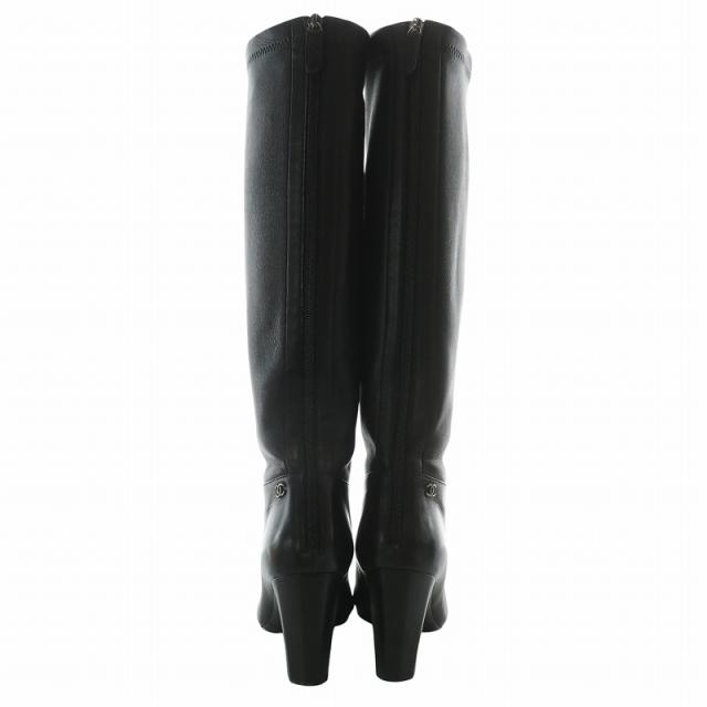 CHANEL ロング ブーツ ブラック 黒 36 23cm シャネル ロングブーツ
