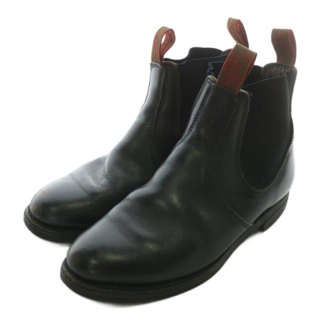 【中古】レッドウィング REDWING サイドゴアブーツ レザー ショート ラウンドトゥ ロゴ 黒 ブラック
