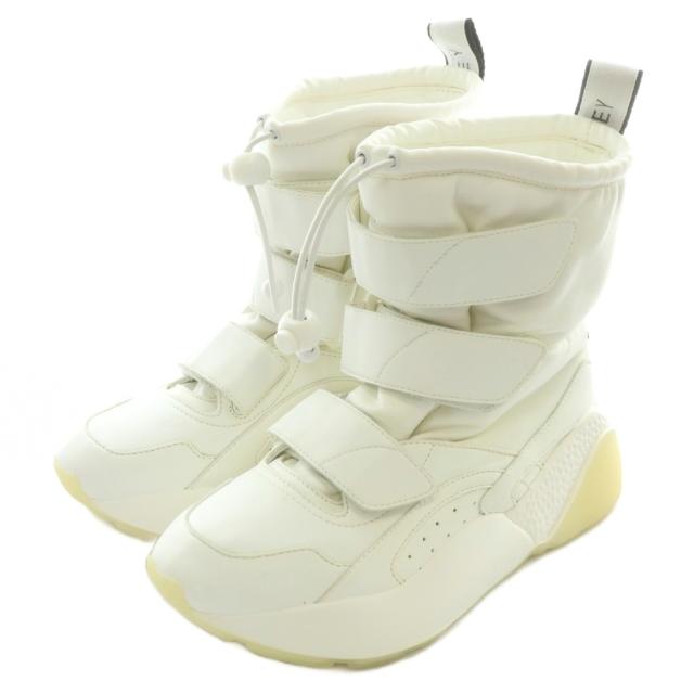 【中古】ステラマッカートニー STELLA McCARTNEY エクリプス ベルクロ ブーツ レザー ショート ロゴ 36 23cm 白