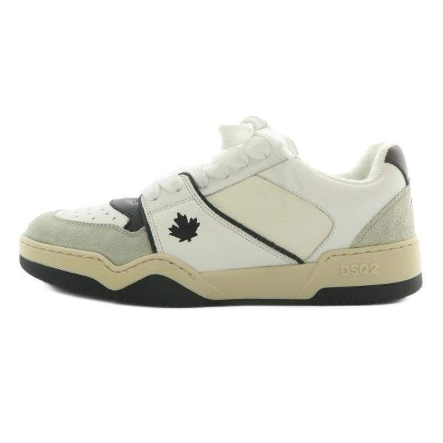 【中古】ディースクエアード DSQUARED2 Spiker スニーカー レザー スエード ローカット ロゴ 刺繍 39 24.5cm 白