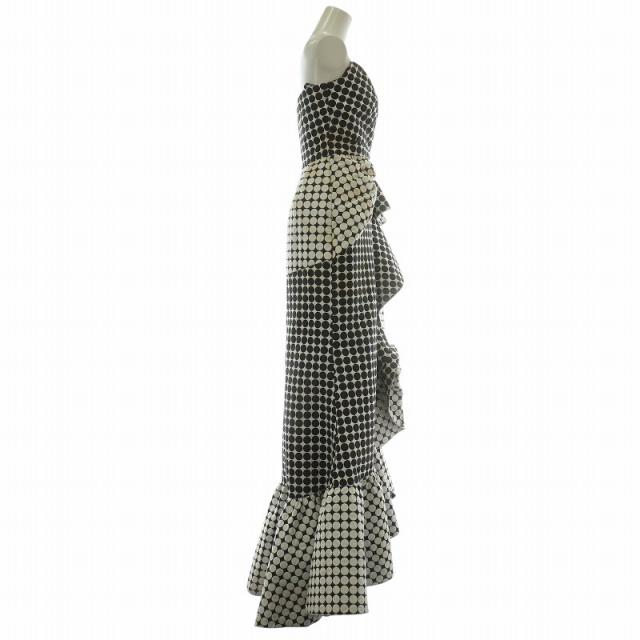 【中古】タダシショージ TADASHI SHOJI ドレス ワンピース ベアトップ ロング 水玉 ドット柄 00 黒 白 BOJ20237L_1