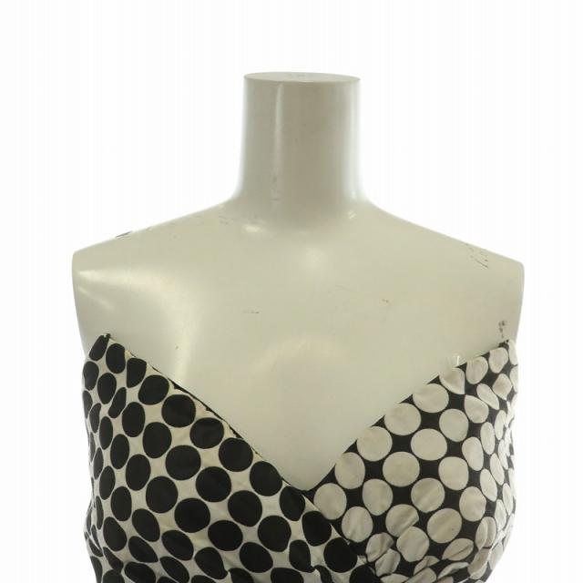 【中古】タダシショージ TADASHI SHOJI ドレス ワンピース ベアトップ ロング 水玉 ドット柄 00 黒 白 BOJ20237L_4