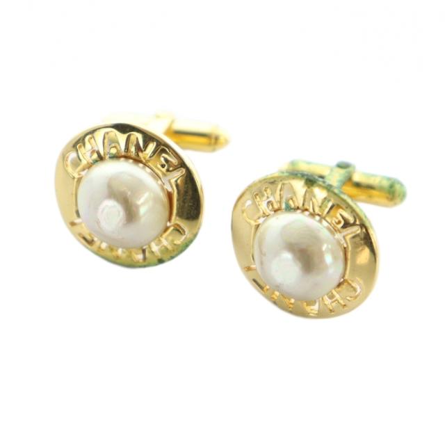 中古】シャネル CHANEL カフスボタン アクセサリー ロゴ フェイク
