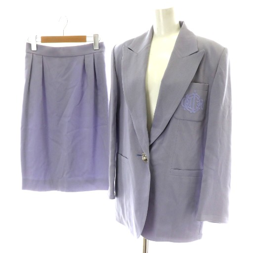 【中古】クリスチャンディオール ヴィンテージ セットアップ テーラードジャケット タイトスカート ウール S 紫