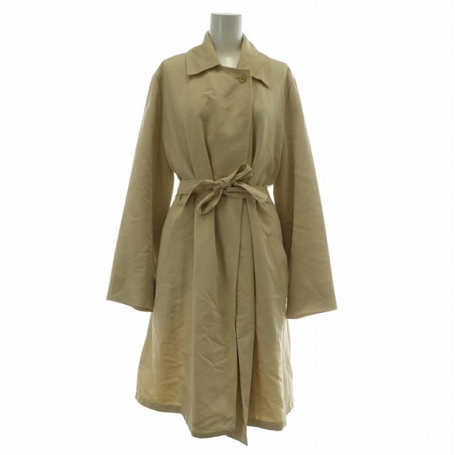 【中古】マックスマーラ MAX MARA 白タグ ステンカラーコート アウター ロング ベルト付き 40 L ベージュ
