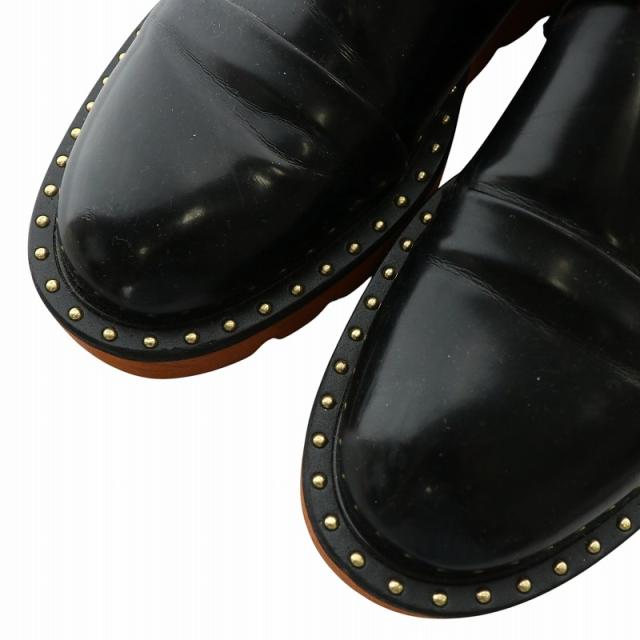【中古】STELLA McCARTNEY ローファー ドレスシューズ レザー 厚底 シャークソール スタッズ 38 24.5cm 黒 392330